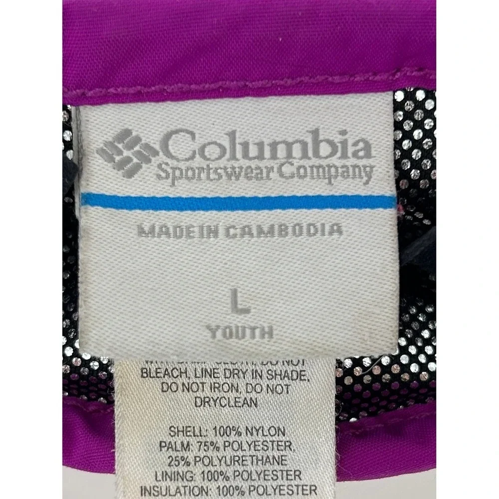 Columbia Mittens Kids L Purple Omni-Tech Waterproof‎ Winter Ski Snow Mitts